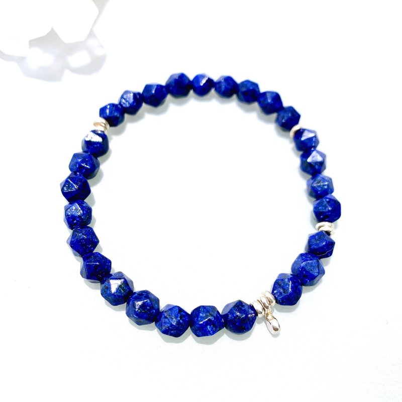 Ops Lapis silver bracelet-青金石/純銀/手鍊/簡約/銀/個性/喉輪 - 手鍊/手環 - 寶石 藍色