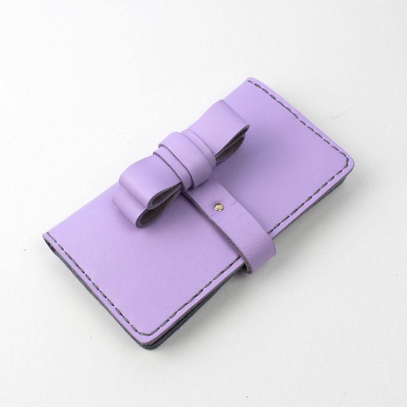 Zemoneni leather purse Wallet all purpose for coin card and money notes in Light Purple color - กระเป๋าสตางค์ - หนังแท้ สีม่วง