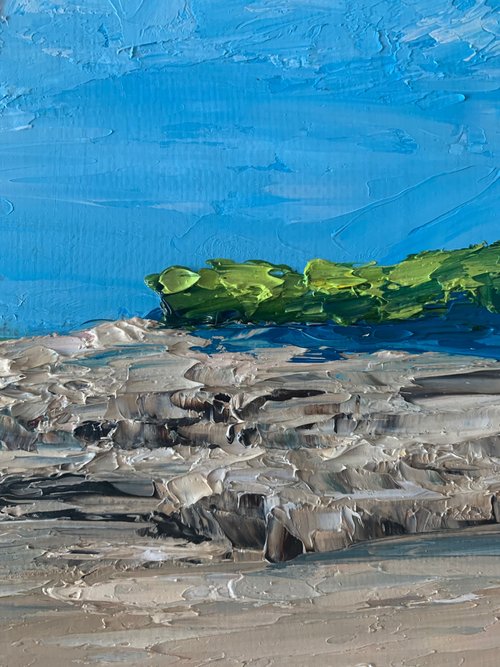 オリジナルの海景油絵ビーチ海の風景テクスチャインパストアート