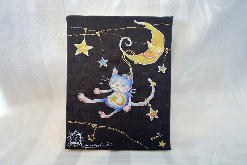 アートキャンバスパネル 〜 猫のエミリー・月のリフト - 掛牆畫/海報 - 棉．麻 