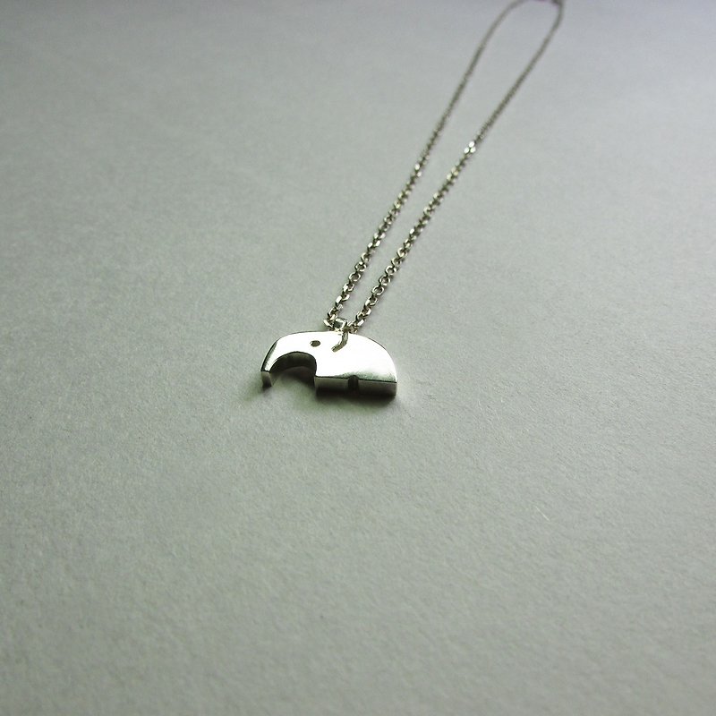 elephant necklace | mittag jewelry | handmade and made in Taiwan - Necklaces - Silver Silver