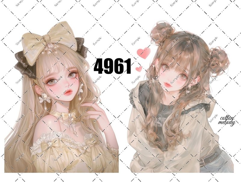 original sticker no.4961 人物ステッカー オリジナルステッカー オリジナル人物ステッカー 装飾ステッカー cotton melody - 貼紙 - 紙 