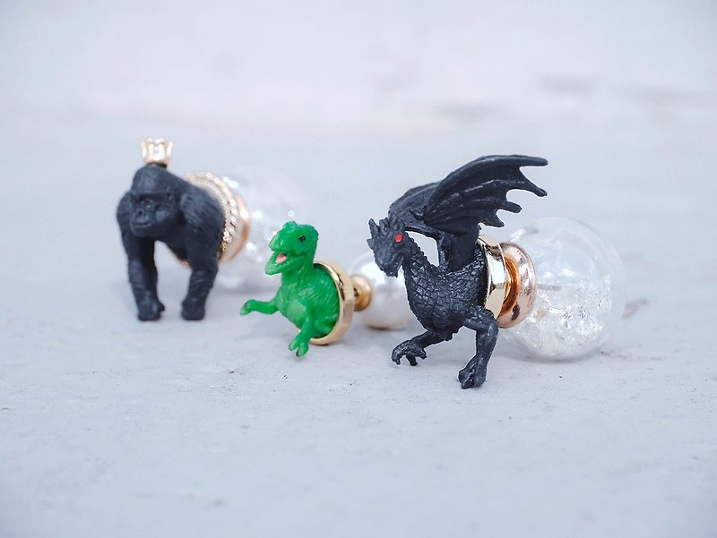 Mini Zoo- A series of ferocious animals <once upon a time*earrings> - ต่างหู - โลหะ สีทอง