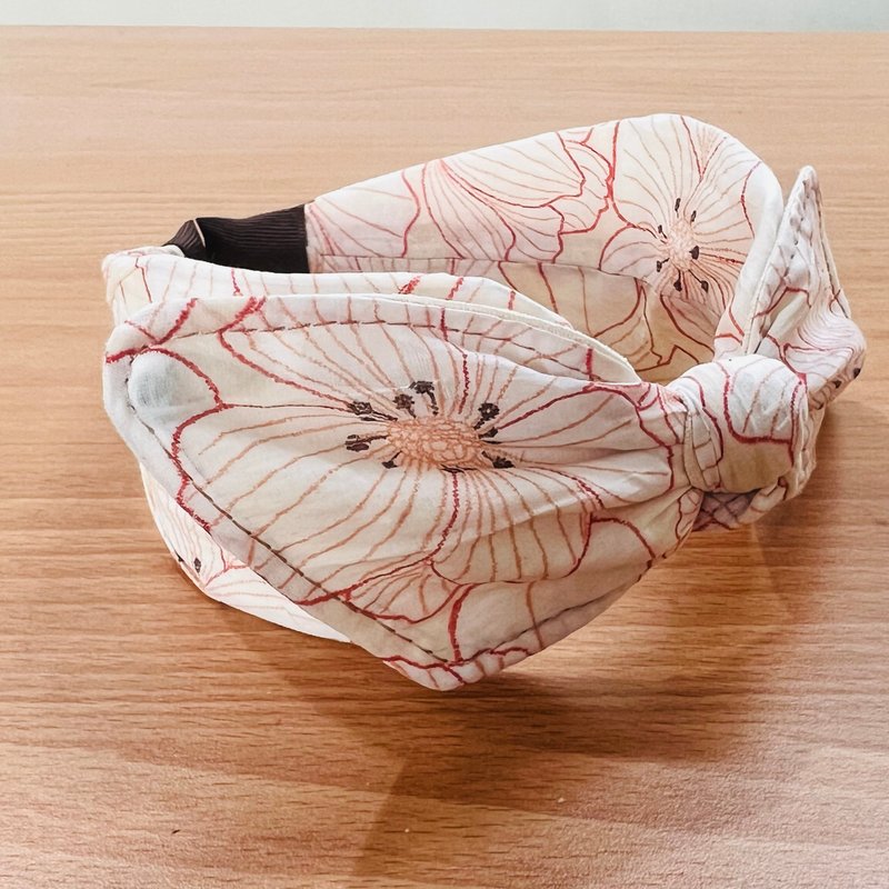 MOYA 寬版手工髮箍 空氣感花花 - 髮夾/髮圈 - 棉．麻 藍色