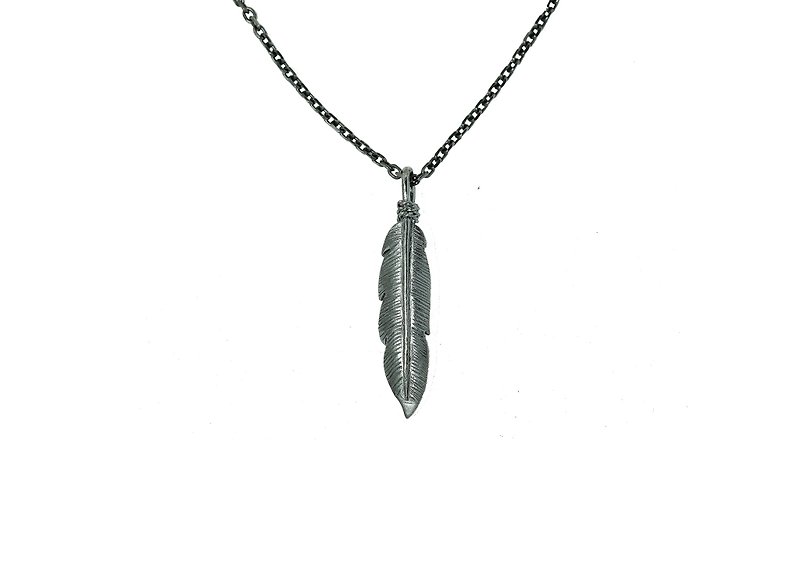 Beginning Gold Work House - Handmade-925 Silver - Feather Necklace (Small) - Necklaces - Sterling Silver Black