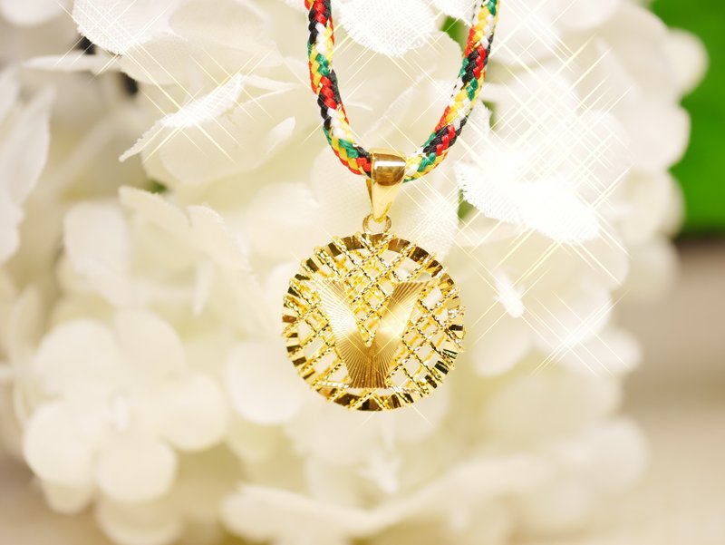 Gold pendant-V pendant-5G craft pure gold pendant - สร้อยคอ - ทอง 24 เค สีทอง