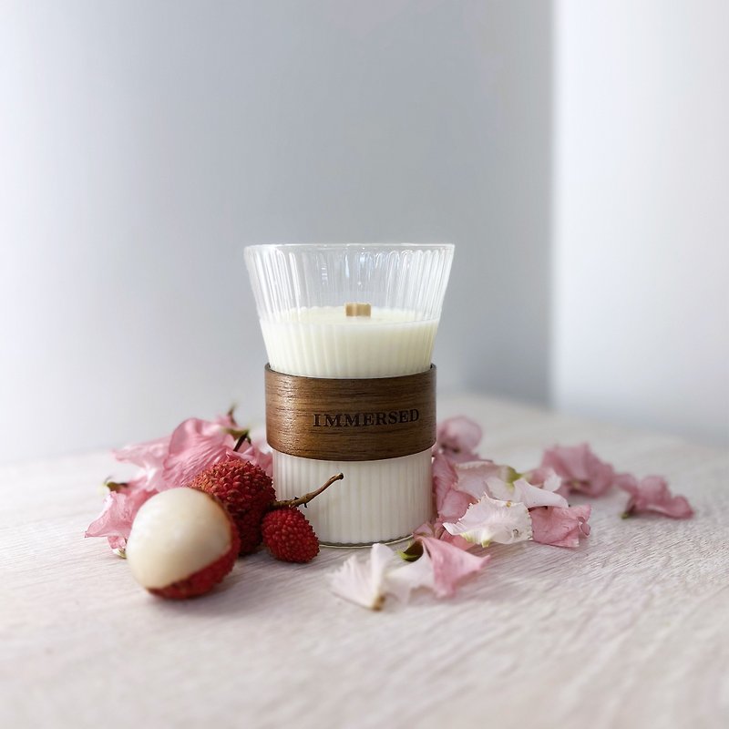 IMMERSED Peony & Lychee Handcraft Scented Candle - Candles & Candle Holders - Wax White