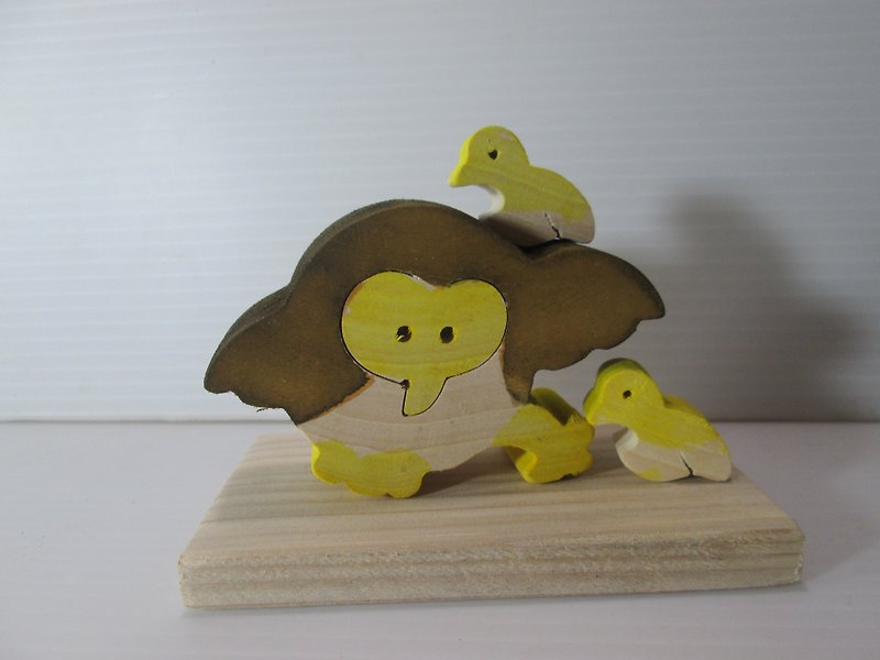 Zodiac Rooster Tori Owl Japan postage140 yen - Items for Display - Wood Yellow
