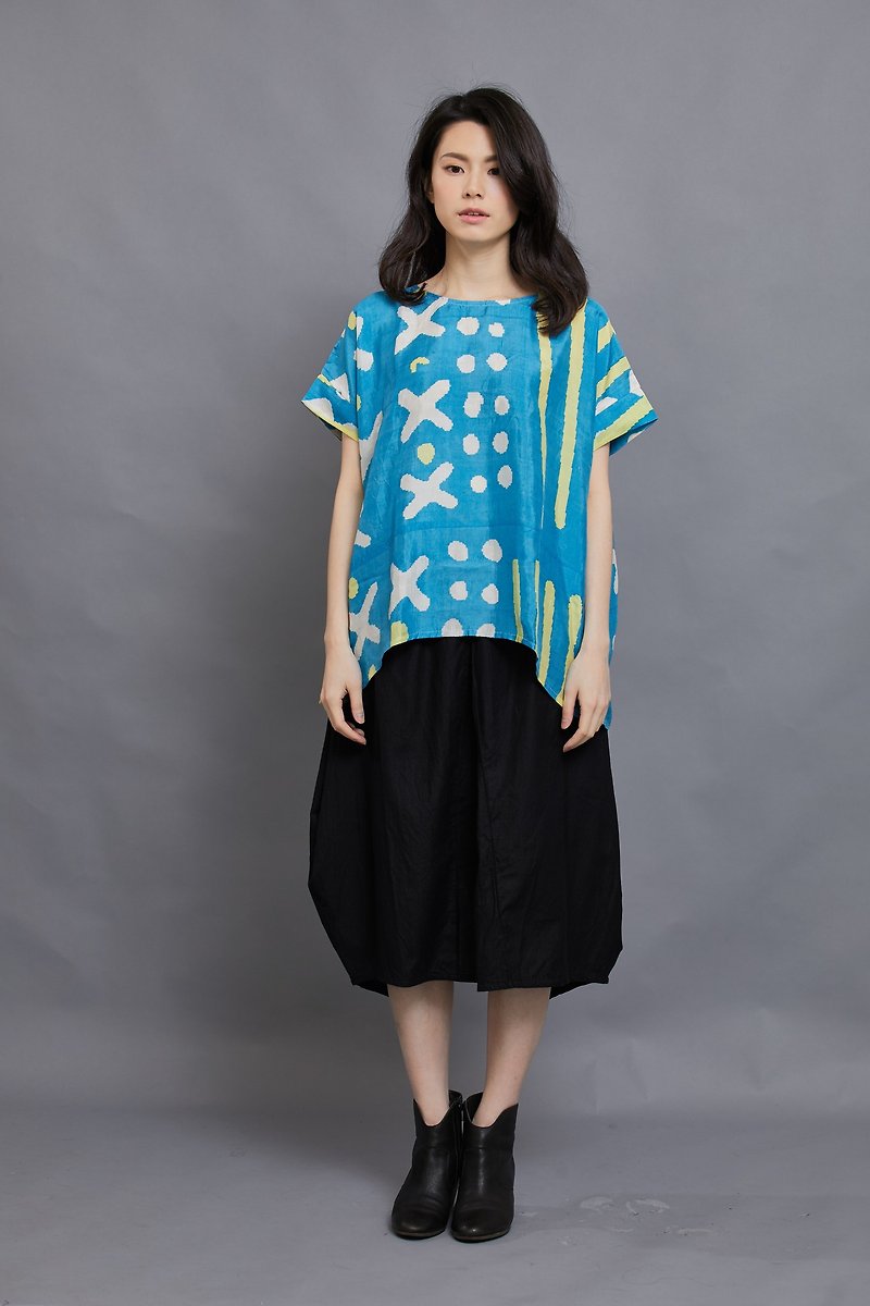 summer party square top-nautical - Women's Tops - Silk Blue