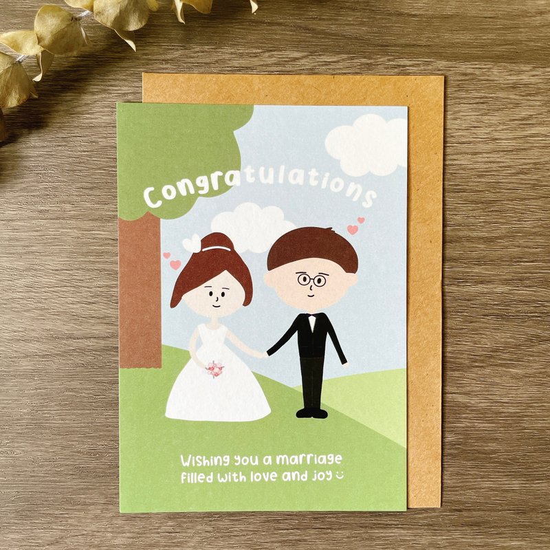 #39 _smallthings 結婚祝賀卡(眼鏡新郎) - 卡片/明信片 - 紙 綠色