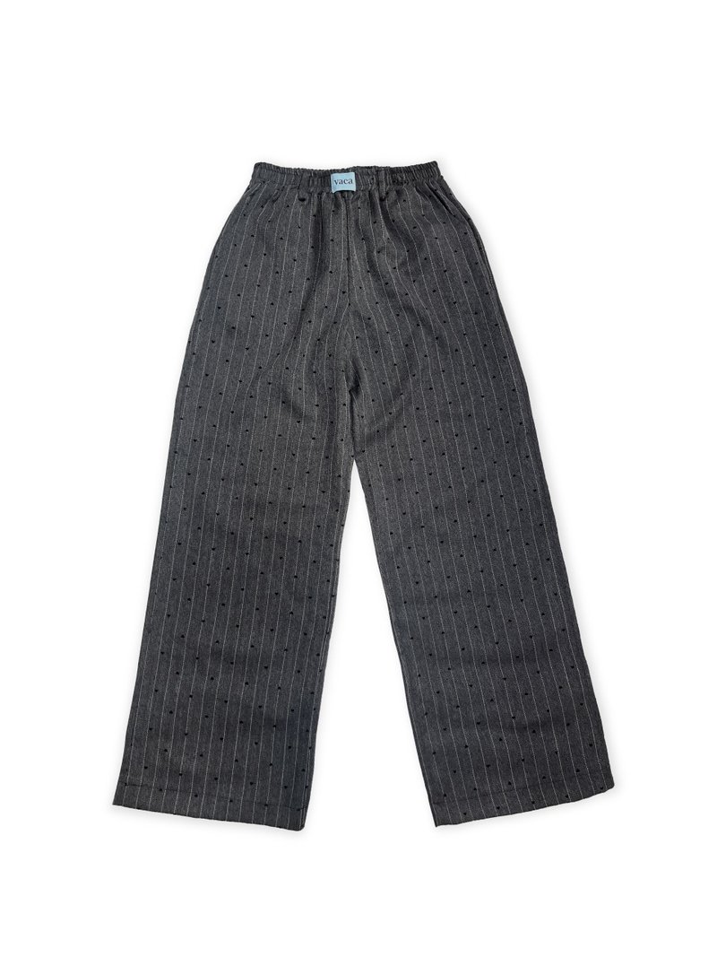 CHARCOAL HEART STRIPE SWEAT PANTS - 中性長褲/短褲 - 其他材質 灰色