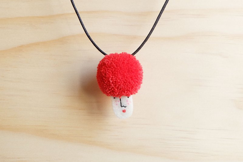 Miss Hairy Collection / Pom Pom Necklace / Red - สร้อยคอ - วัสดุอื่นๆ สีแดง