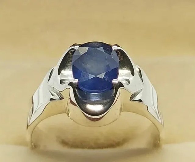 New Deep Blue Sapphire with Swarovski Crystals Ring Silver 2024 925 Size 8