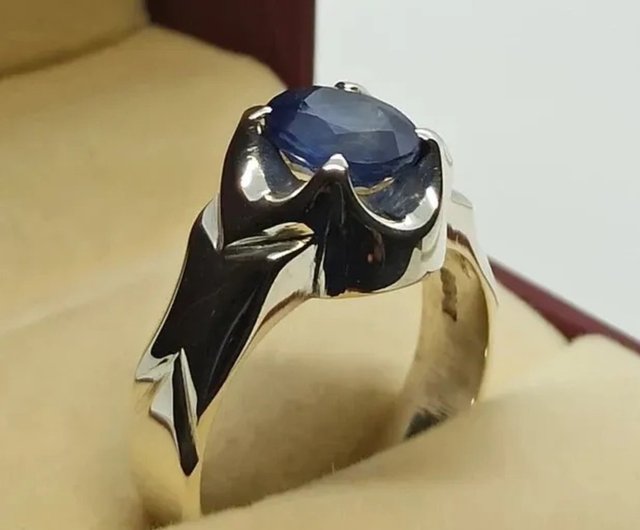 ナチュラル ロイヤル ディープ ブルー サファイア メンズ リング