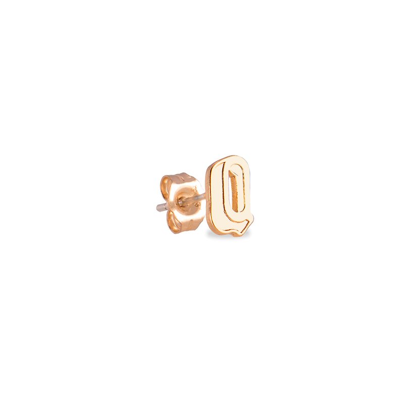 英文字母耳環 Q -純銀鍍金耳環 (單只) - 耳環/耳夾 - 純銀 金色