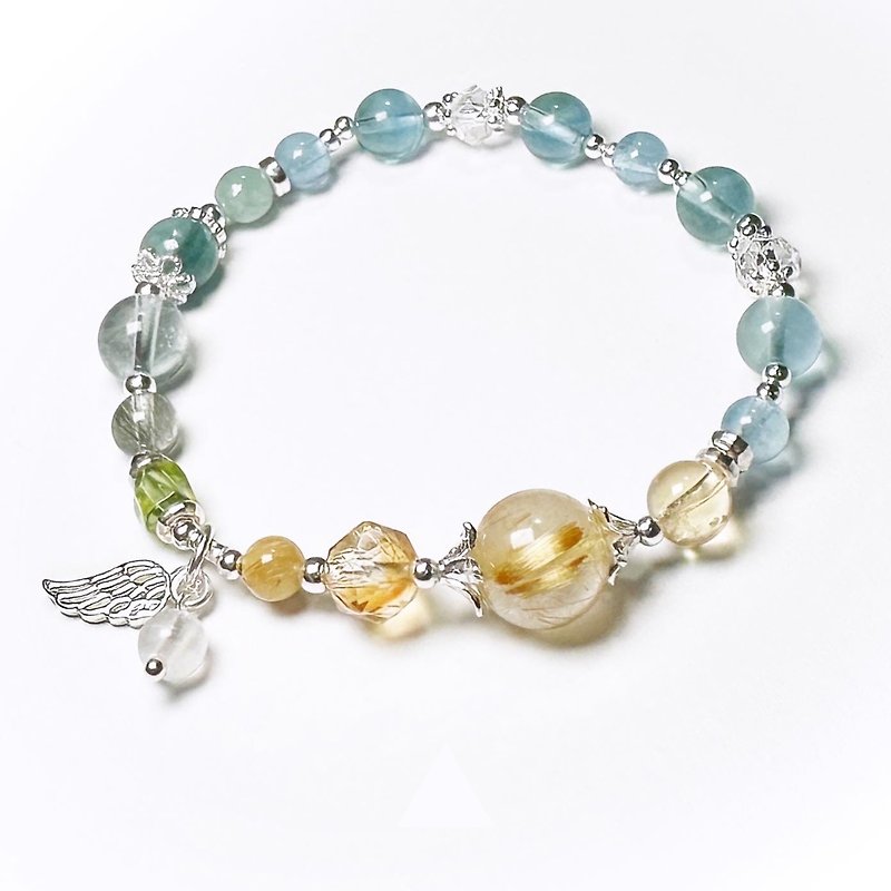 Mint Green Summer-Blue Stone Crystal.Design Bracelet - สร้อยข้อมือ - คริสตัล สีเขียว