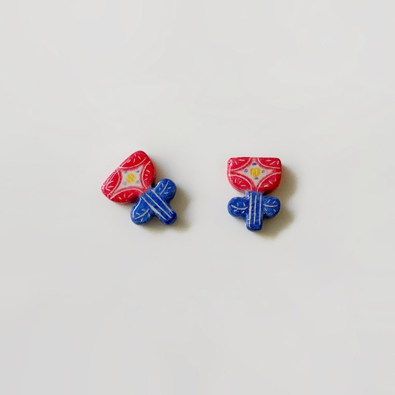 Lovely Flowers Series - Handmade/Painted Earrings - Earrings & Clip-ons - Other Materials Multicolor