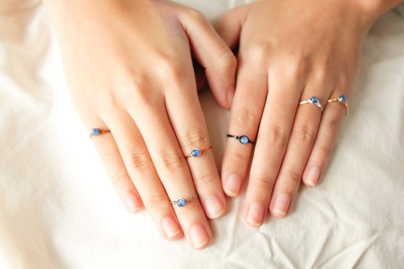 9月誕生石 - 4mm藍晶銅線戒指 原銅色 - 戒指 - 寶石 藍色