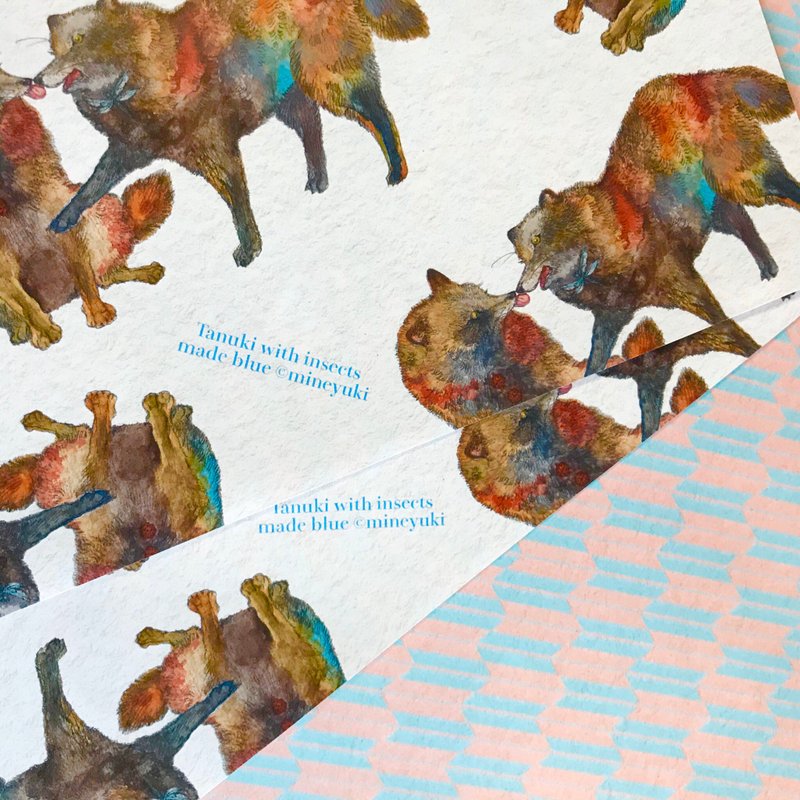 狸と虫 -Wrapping paper- - 其他 - 紙 粉紅色