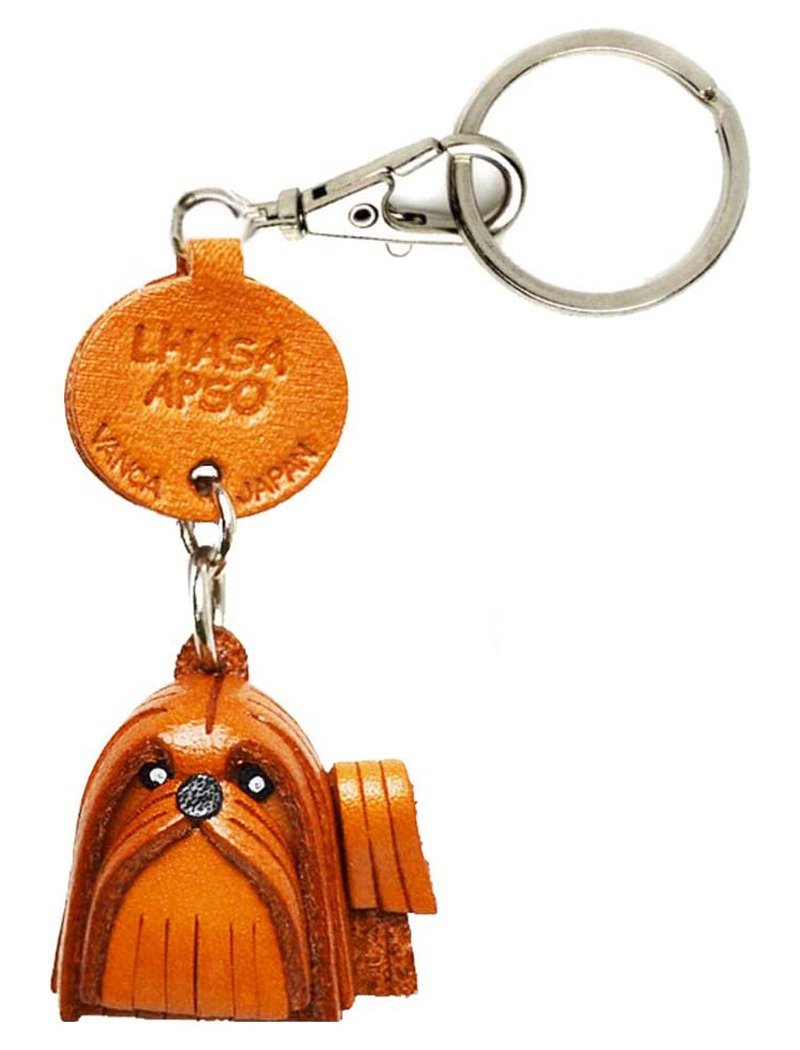 LHASA APSO Leather Keychain handmade in Japan lead charm collar charm VANCA - Keychains - Genuine Leather Brown