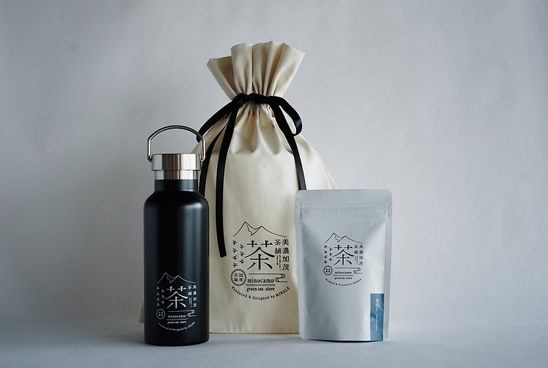 【cold-brewed green tea & bottle set】Water-dispensed sencha (tea bags), 8 pieces - Tea - Stainless Steel Black