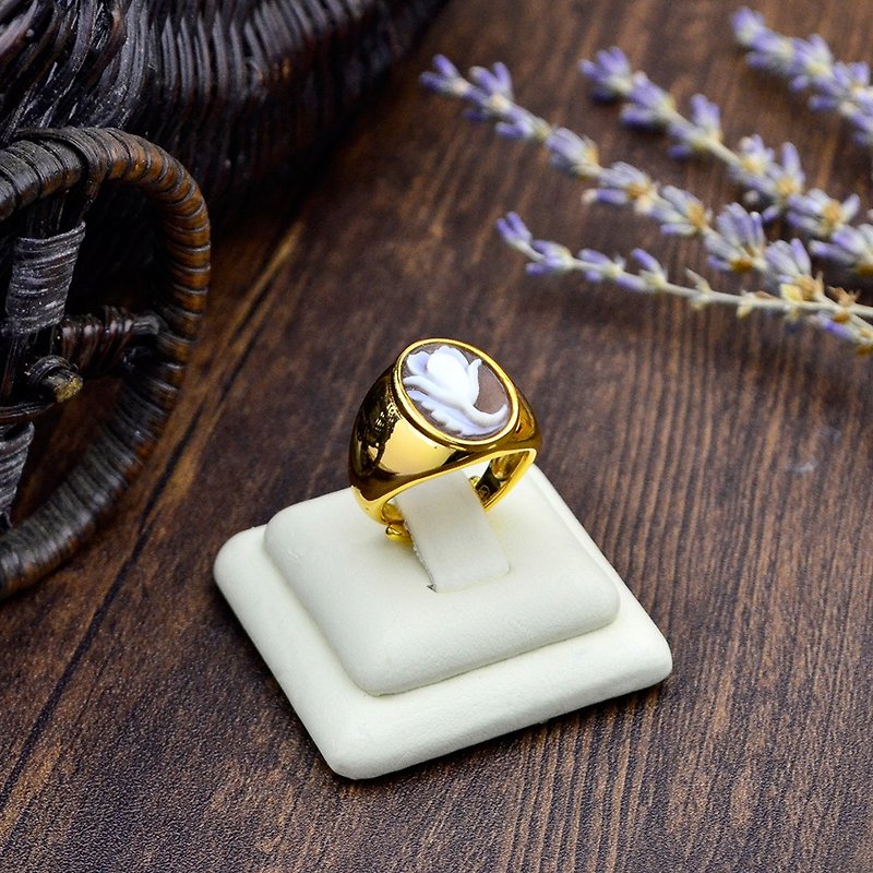 CAMEO Italian Handmade Shell Carving Light Jewelry-Classic Series Handmade Shell Carving Ring-A51 - General Rings - Other Metals Gold