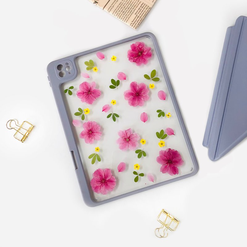 Pink and Yellow Flower Handmade Pressed Flower iPad Case iPad Air 11in 13in iPad - Tablet & Laptop Cases - Plants & Flowers 