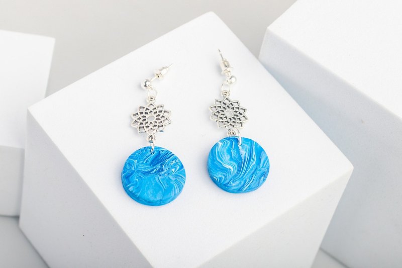 Plastic Earrings & Clip-ons Blue - Polymer Clay Earrings  handmade | modern jewelry | simple jewelry