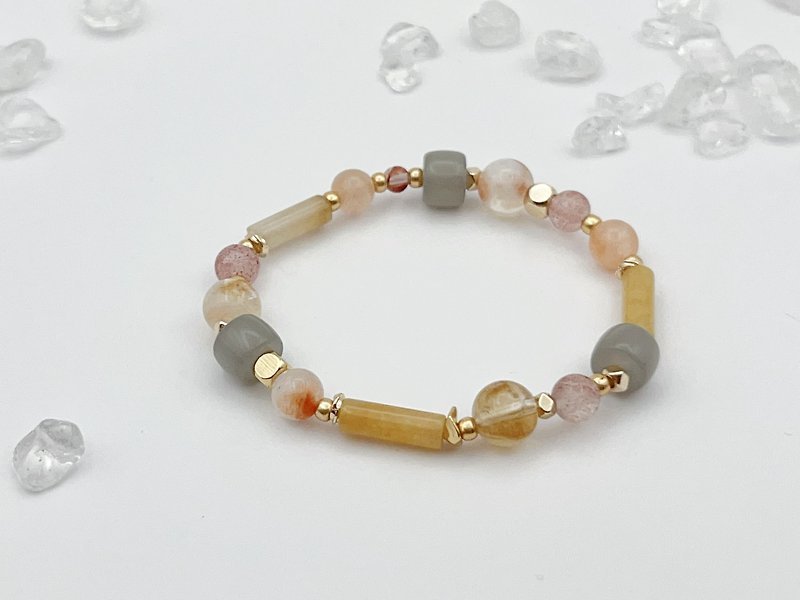 Sosii | Crystal 14 natural crystal bracelet | Feldspar - Topaz | - Bracelets - Crystal Yellow