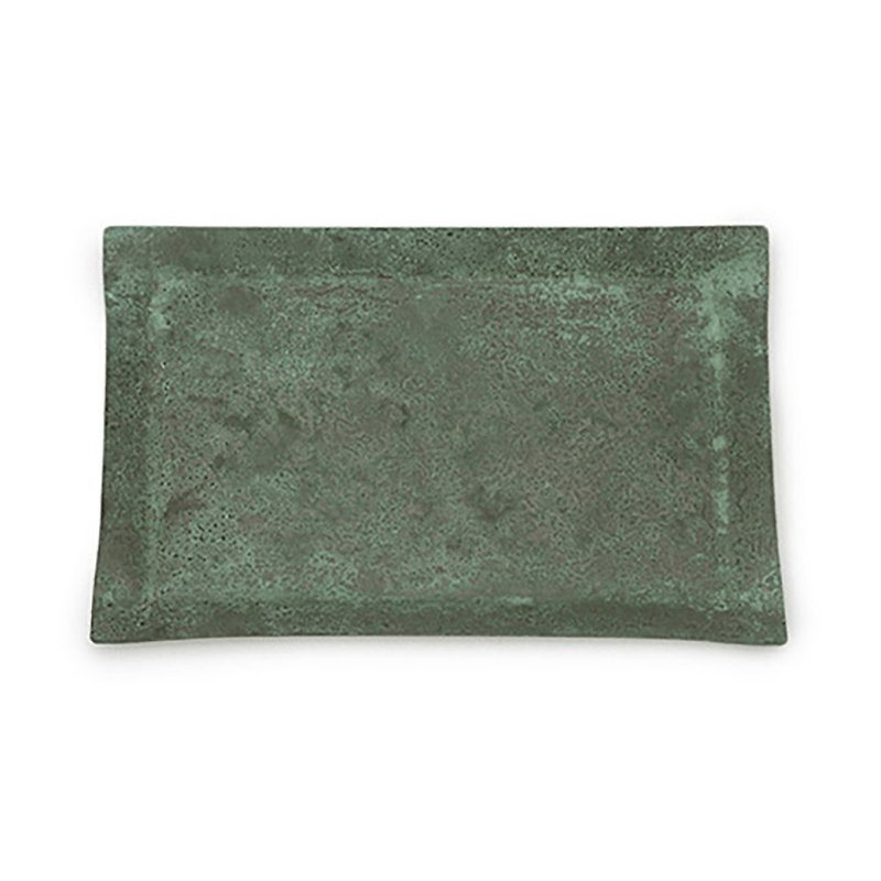 トーンスクエアブロンズカラープレート緑青（L） - 小皿 - 銅・真鍮 ブルー