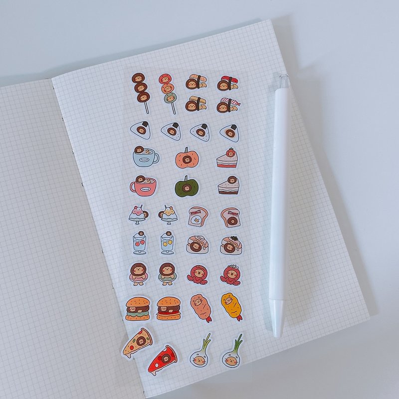 Little lions love gluttony | food stickers - Stickers - Paper Multicolor