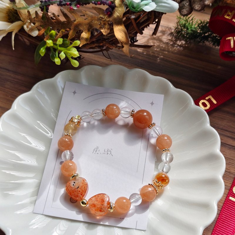 【金太陽 x橙月光x白水晶 手鏈】正能量爆表 - 手鍊/手環 - 水晶 橘色
