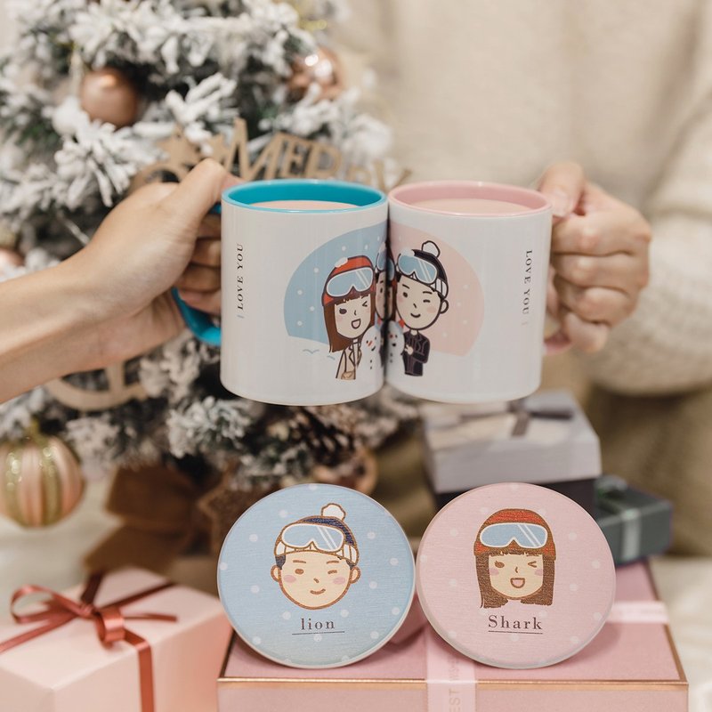 【情人節禮盒】客製化情侶茶杯 對杯組 - 咖啡杯/馬克杯 - 瓷 多色