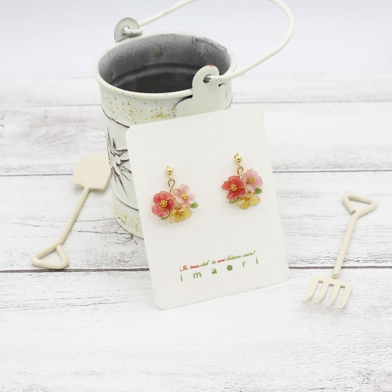 portulacaピアス - 耳環/耳夾/耳骨夾 - 樹脂 粉紅色