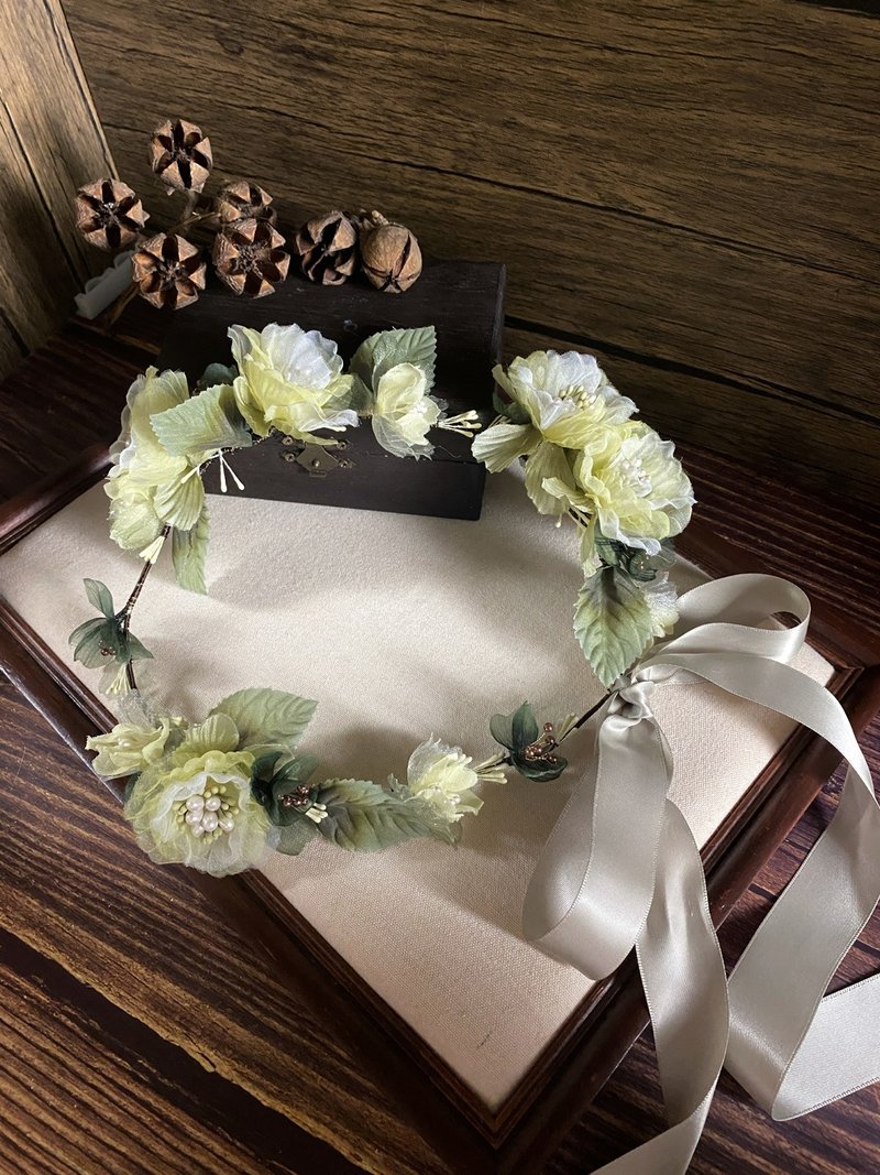 油畫裡的花園 荳蔻少女紗花花環 - 胸花/手腕花 - 絲．絹 