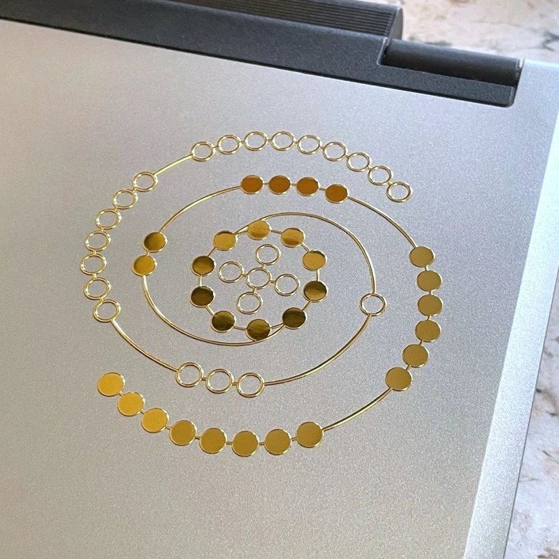 【獨家設計】金屬貼紙 河圖 8公分 | 古代宇宙圖 | 能量貼紙 - 貼紙 - 其他金屬 金色