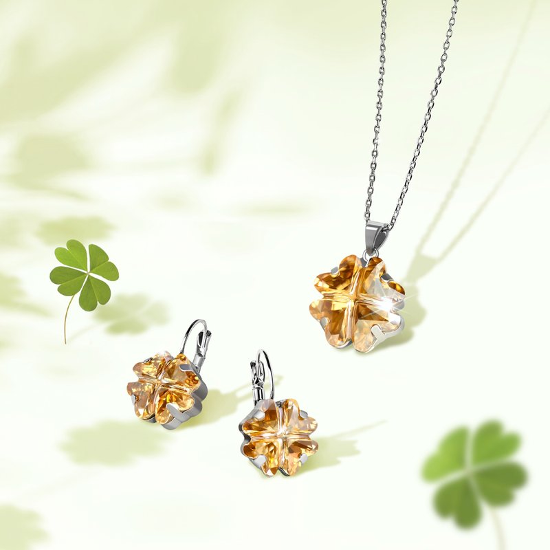 オーストリアンクリスタル クローバー – ゴールドシャドウ - ネックレス - クリスタル ゴールド