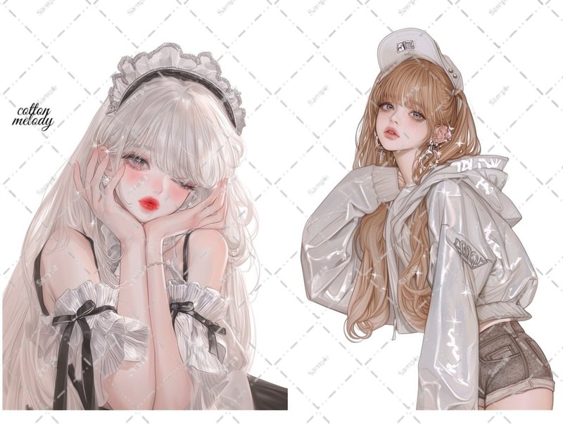 original sticker no.6354 人物ステッカー オリジナルステッカー 人物ステッカー 女の子ステッカー オリジナル人物ステッカー - 貼紙 - 紙 