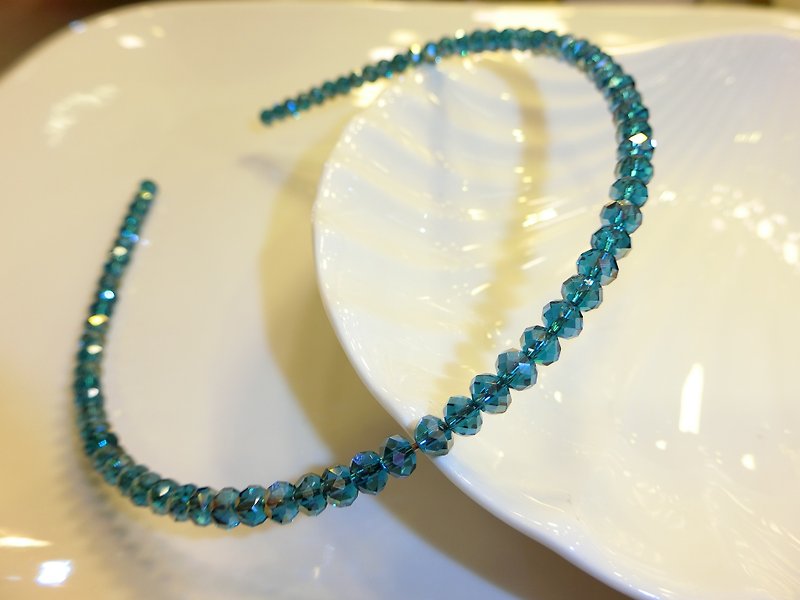 低調中閃耀的小水晶髮箍-(牛仔藍) - 髮飾 - 其他材質 多色