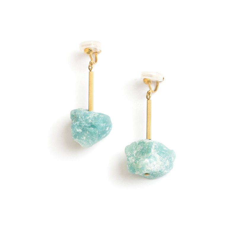 Tianhe stone ear clip Amazonite clip-ons - Earrings & Clip-ons - Gemstone Green
