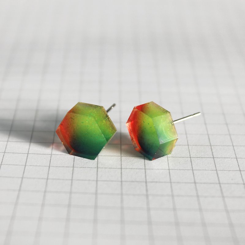 Resin Earrings / 452 / VHS Dream - Single Stud - Earrings & Clip-ons - Plastic Green