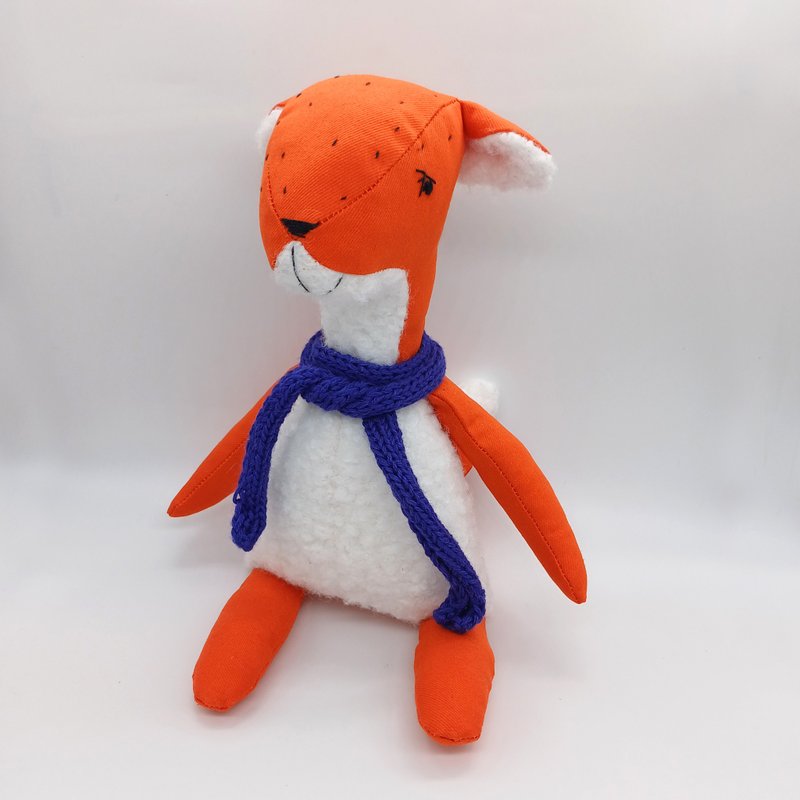 Fox plush toy, Fox Baby Stuffed Soft Toy Doll, Woodland Nursery decor - ของเล่นเด็ก - ผ้าฝ้าย/ผ้าลินิน สีส้ม