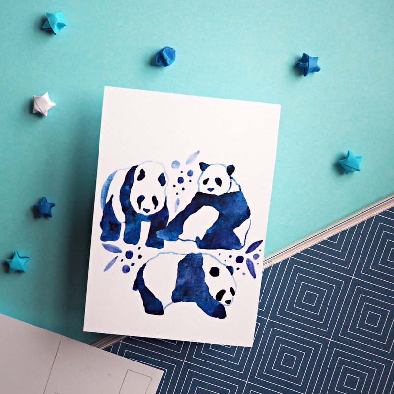 Watercolour Panda postcard - 卡片/明信片 - 紙 多色