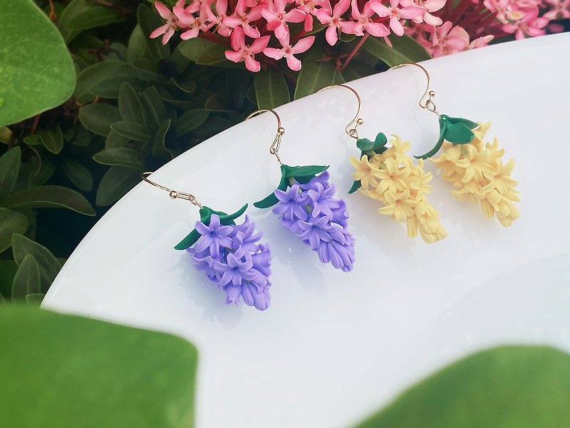 Hyacinth Handmade Soft Pottery Earrings | Clip-On - Earrings & Clip-ons - Clay Yellow