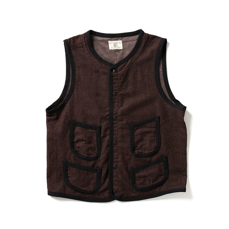 W.Gents Vest - 咖啡色 Brown - 男背心 - 羊毛 