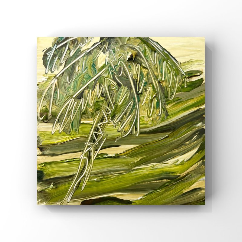 Bali Painting Greenery Palm Bali Rice Fields Art Rice Terraces Asian Landscape - 海報/掛畫/掛布 - 其他材質 綠色