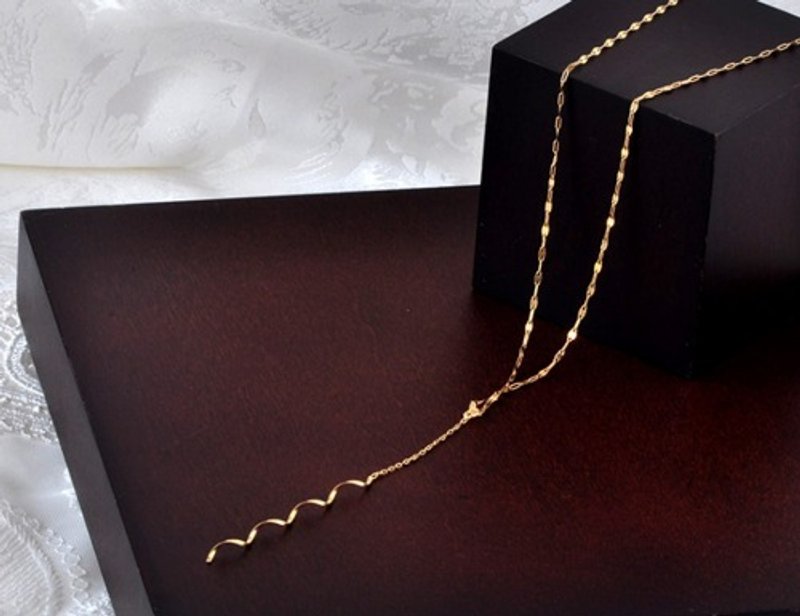 K10スパイラルチャームペタルチェーンロングネックレス - 項鍊 - 其他金屬 