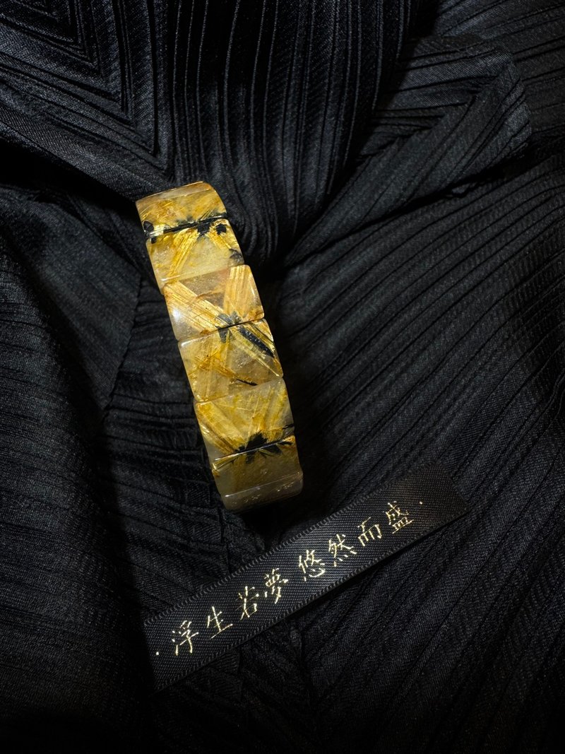 綻放。水晶之王 天然鈦晶花手排 鈦金 鈦晶 手排 金紅石 手排 手 - 手鍊/手環 - 水晶 黃色