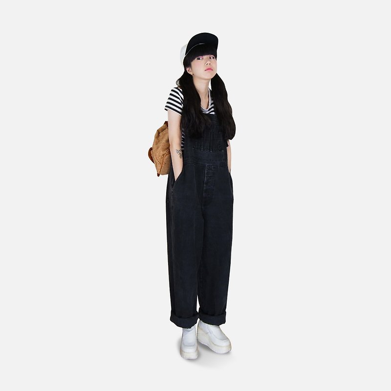 A‧PRANK: DOLLY :: VINTAGE retro brand LONDONJEAN with wide black version tannin suspenders - Overalls & Jumpsuits - Other Materials 