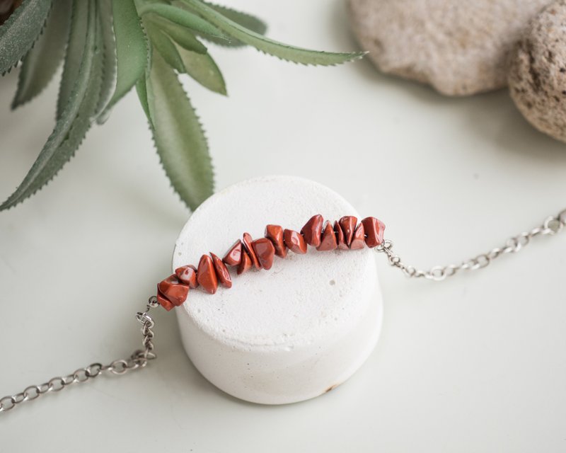 原礦赤紅碧玉手鍊，925 純銀，射手座幸運石，紅馬年禮物 - 手鍊/手環 - 寶石 紅色